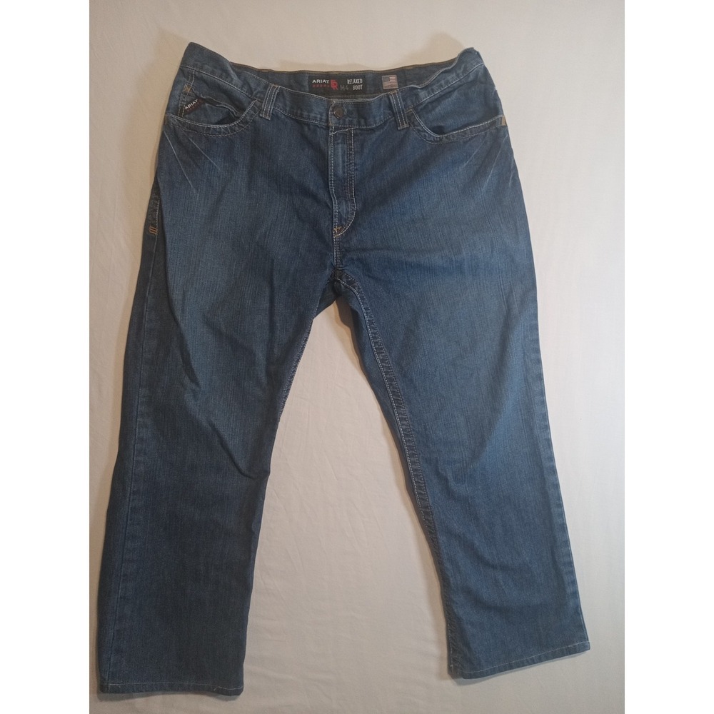 Ariat Rebar M4 Relaxed Boot Cut Mens Jeans Medium Wash Blue 40x30 Workwear